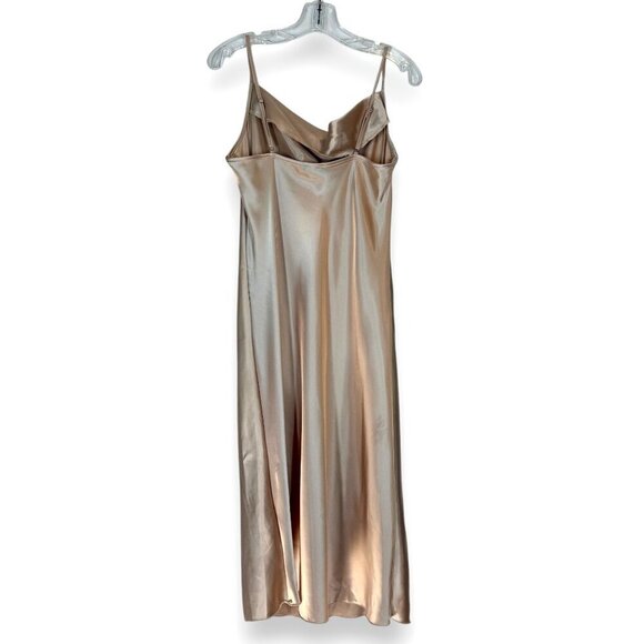Bebe Gold Satin Slip Dress Cocktail Party  Cowl Neck Y2K Style Large - Picture 5 of 12